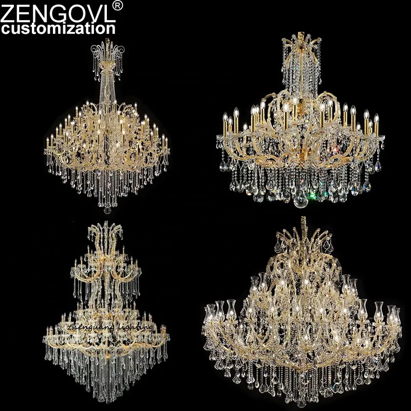 Lustre de luxo para sala de estar, luminária suspensa com luz de pendurar em velas, grande maria theresa, lustre de ouro k9