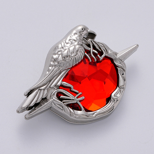 Crow <strong>Ruby</strong> Metal <strong>Brooch</strong> Button Badge Customizable 3D Design Magnet Iron Tin Enamel Plating Embroidered Logo Cartoon Rhinestones - Product Image 1