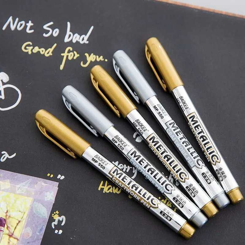 1.5mm DIY Metallic Waterproof Paint Marker Pens Gold And Silver Marker For Drawing Craftwork Pen