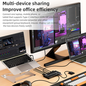 Type C <strong>KVM</strong> Switcher 2x1 4K 60Hz USB-C to HDMI USB <strong>KVM</strong> <strong>Switch</strong> <strong>2</strong> in <strong>1</strong> Out Support PD Charging for <strong>2</strong> Computer Share Mouse Keyboard