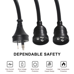 3 Pin erkek kadın Y Splitter avustralya şube çıkış 2 çift Saa fiş konnektörü uzatma kablosu Ac Au güç kablosu - Product Image 4