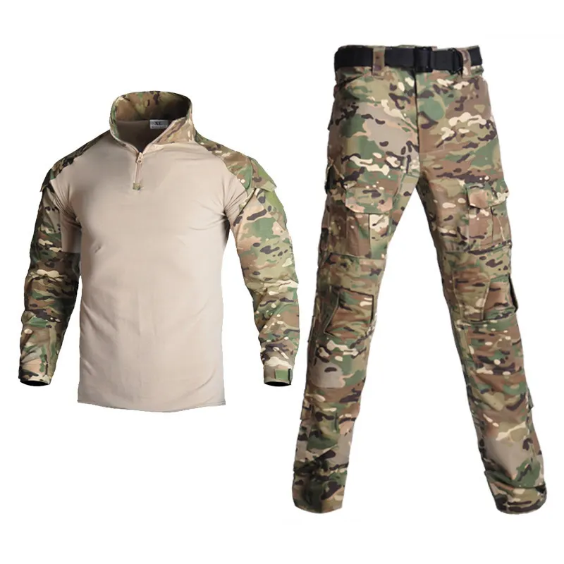 Ropa táctica de camuflaje personalizada de fábrica, camisa, pantalones, traje de rana, uniforme de ropa táctica de combate Multicam