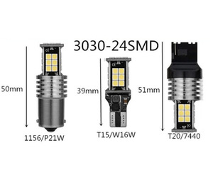 T20 LED電球1156 Ba15s P21w逆ストロボライト3030 30SMD CanbusエラーフリーLEDバックアップライト7440 W21w T15 W16w - Product Image 3