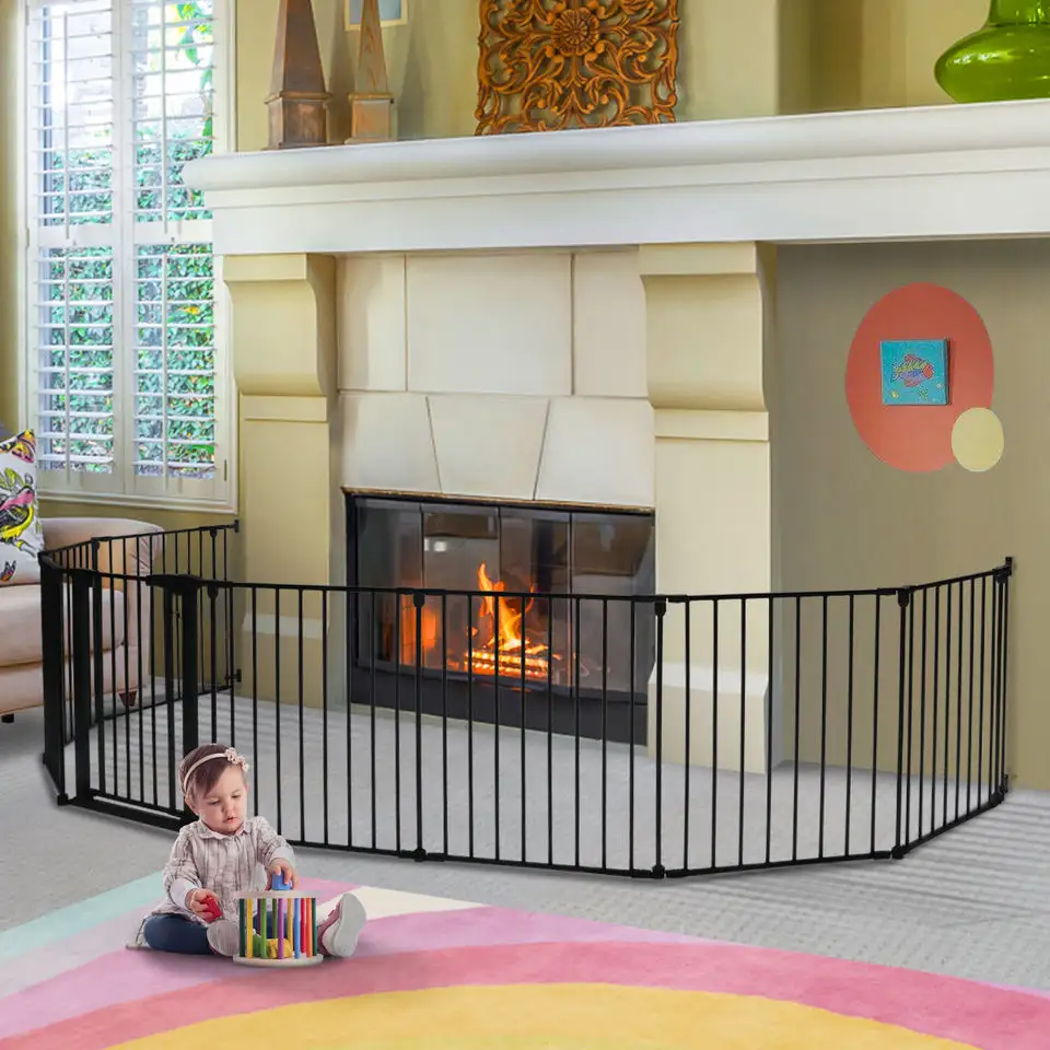 暖炉用の高品質のベビーセーフティフェンス折りたたみ式メタルベビープレイペン赤ちゃんの安全製品幼児の子供たちのプレイセンターゲート