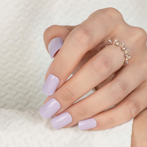 เล็บปลอมทรงสี่เหลี่ยมแบบสั้น24ชิ้นปลายเล็บปลอมสีม่วงแบบใช้ซ้ำได้ - Product Image 3