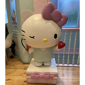 Personalizzazione della fabbrica cartone animato in fibra di vetro resina <span class=keywords><strong>Hello</strong></span> <span class=keywords><strong>Kitty</strong></span> ruolo statuetta all'aperto grande giardino statua - Product Image 1