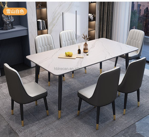Vàng hiện đại kim loại MDF gỗ sang trọng bàn ăn đặt với 6 Ghế Nhà Hàng đồ nội thất cho bữa ăn tối - Product Image 3
