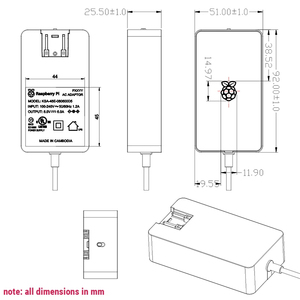 Fuente de alimentación Raspberry Pi 48W 8V 6A Adaptador HAT EU US con cable de 1,5 m 16AWG Kit de motores y sensores compatibles con LEGO