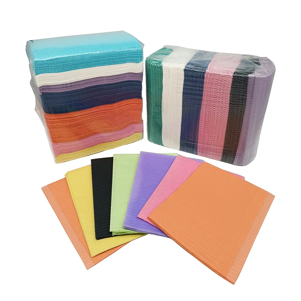 Serviettes dentaires en tissu coloré pour clinique médicale, dossards dentaires blancs jetables et imperméables pour dentistes et patients