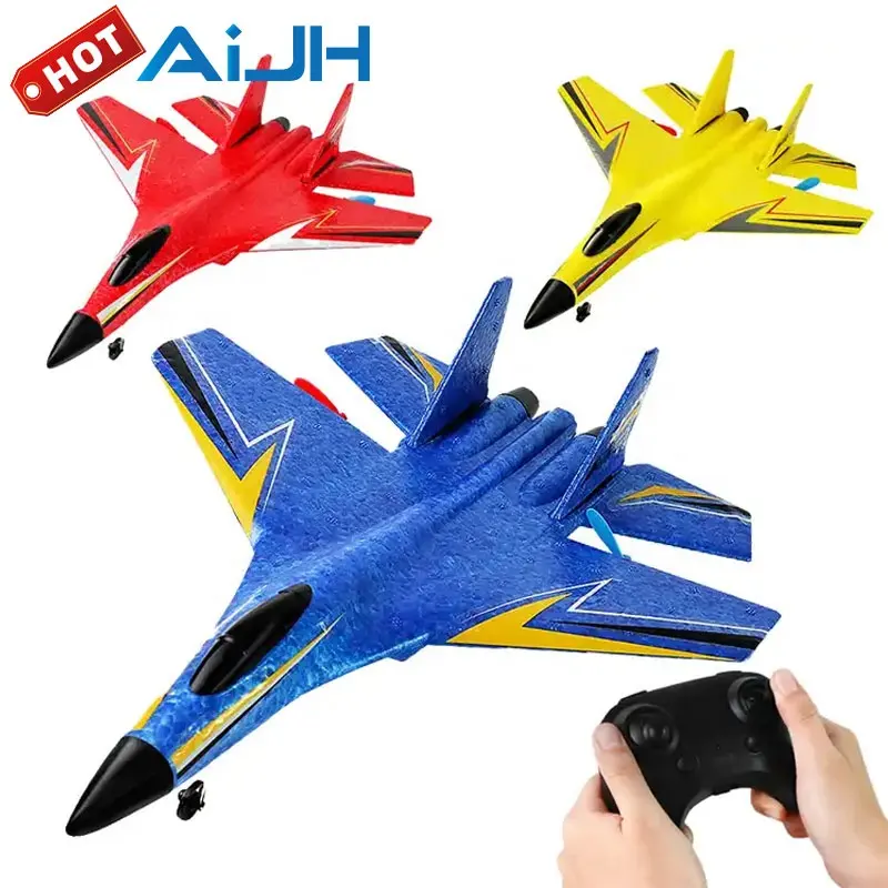 AiJH Nouveau RC Avion Télécommande Fighter Jet Aero Planes Flying Juguete Speed Foam Led Glider Rc Airplane Toys