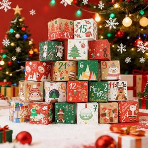 Siheny Tái Chế Thiết Kế Mới 24 Ngày Giấy Giáng Sinh Advent Đếm Ngược Hộp Quà Tặng Với Bất Ngờ Cho Trẻ Em Gia Đình Cookie Kẹo - Product Image 3