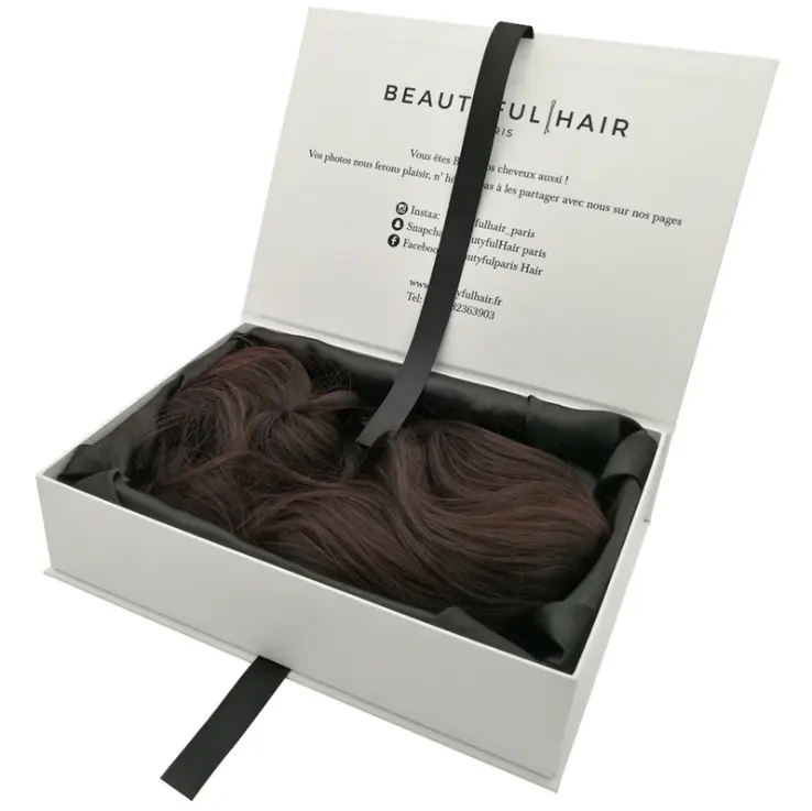 Hair Bundles box for dress Extension Bags with Satin Human Weave Hair Gift Storage Box with Ribbon Closure for Wig Accessories