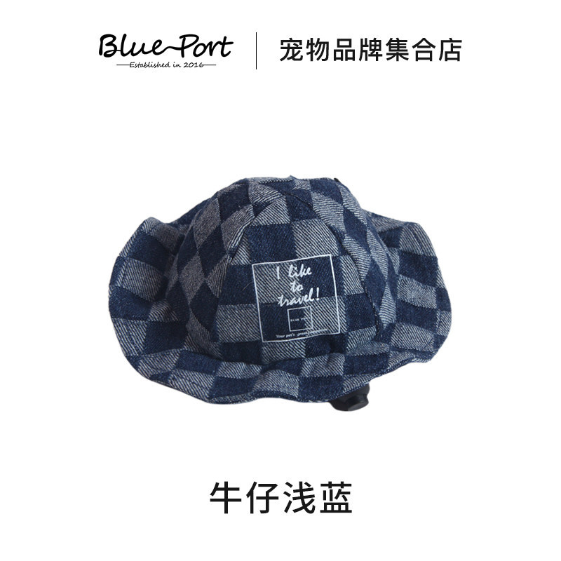 Wide-brimmed hat-checkered pattern
