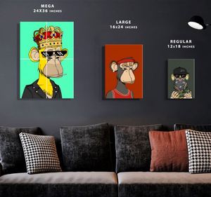NFT maymun renkli sanat posterleri kafa portre akrilik sanat Anime Poster boyama dekor için duvar resimleri ve duvar sanatları - Product Image 6