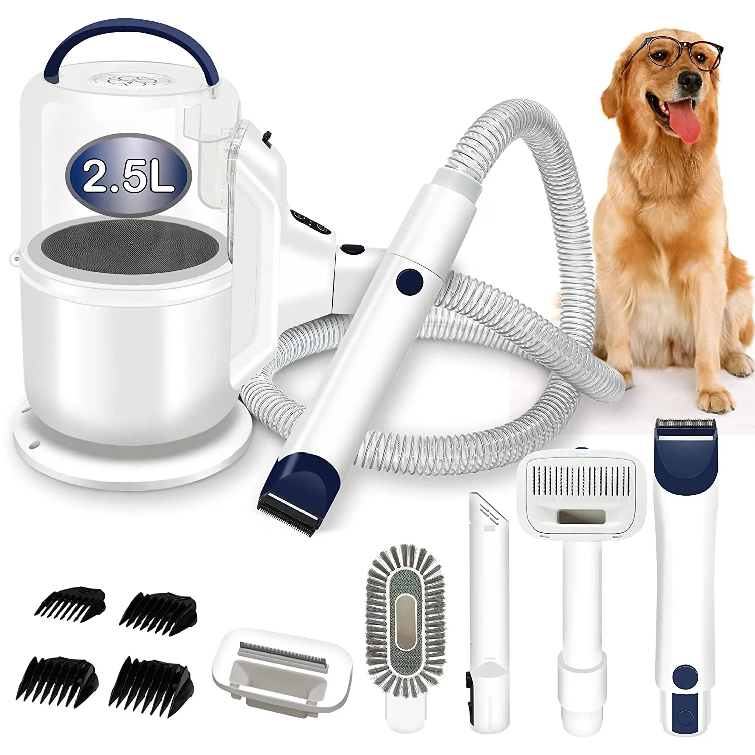 Kit de aspiradora multifuncional para perros y gatos, aspirador de pelo para mascotas, cepillo de aseo al vacío