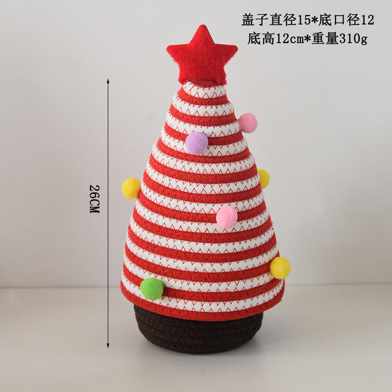 Rouge et blanc double-ton coloré pom-pom arbre de noël