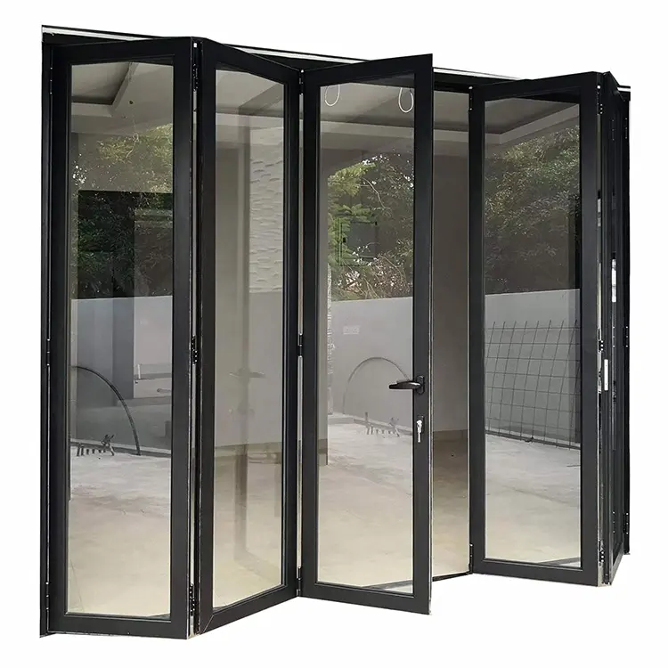 Cerniera porta pieghevole bi-fold porte casa usa mercato 4 metri alluminio pieghevole porte in alluminio per la casa