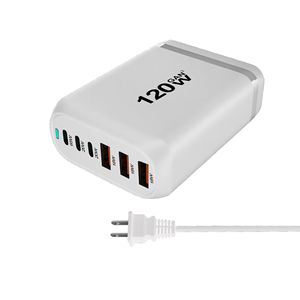 120W USB C şarj QC3.0 PD 6 USB Gan güç şarj için telefon şarj adaptörü çoklu cihazlar dizüstü Macbook - Product Image 5