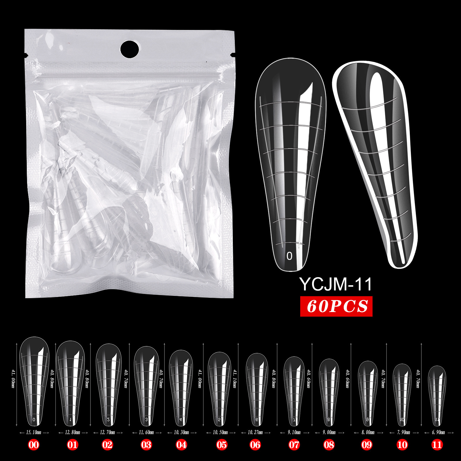 60pcs extension glue nail mold 11