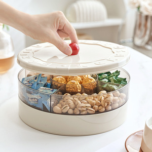 Choice Fun Contenedor apilable para aperitivos con divisores Cocina Sala de estar Bandeja de frutas secas Caja de dulces con asa Tapa Almacenamiento de alimentos - Product Image 1