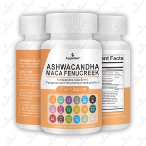 AegleWell-Extrait d'Ashwagandha, racine de <span class=keywords><strong>Maca</strong></span>, fenugrec, en capsules, supplément pour hommes et femmes - Product Image 1