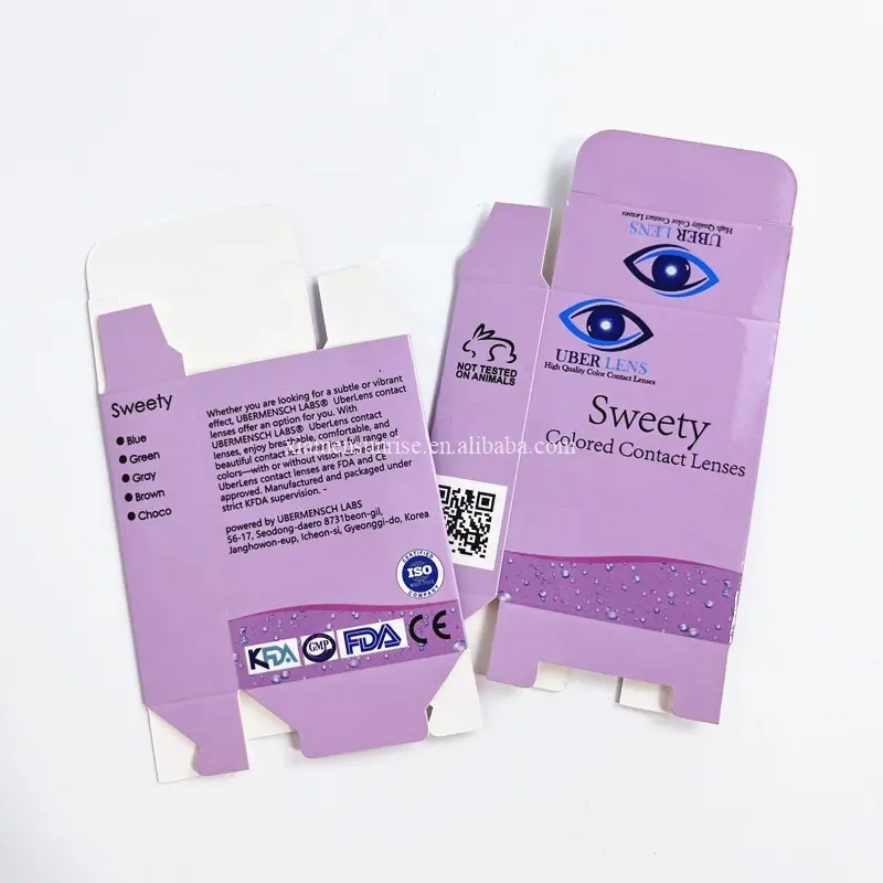Ustom-cajas de cosméticos impresas, paquete completo de lentes de contacto para ojos