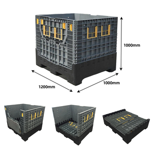 Caja contenedora de plástico HDPE plegable apilable a granel de piezas de automóviles de alta resistencia con tapa para almacenamiento - Product Image 1