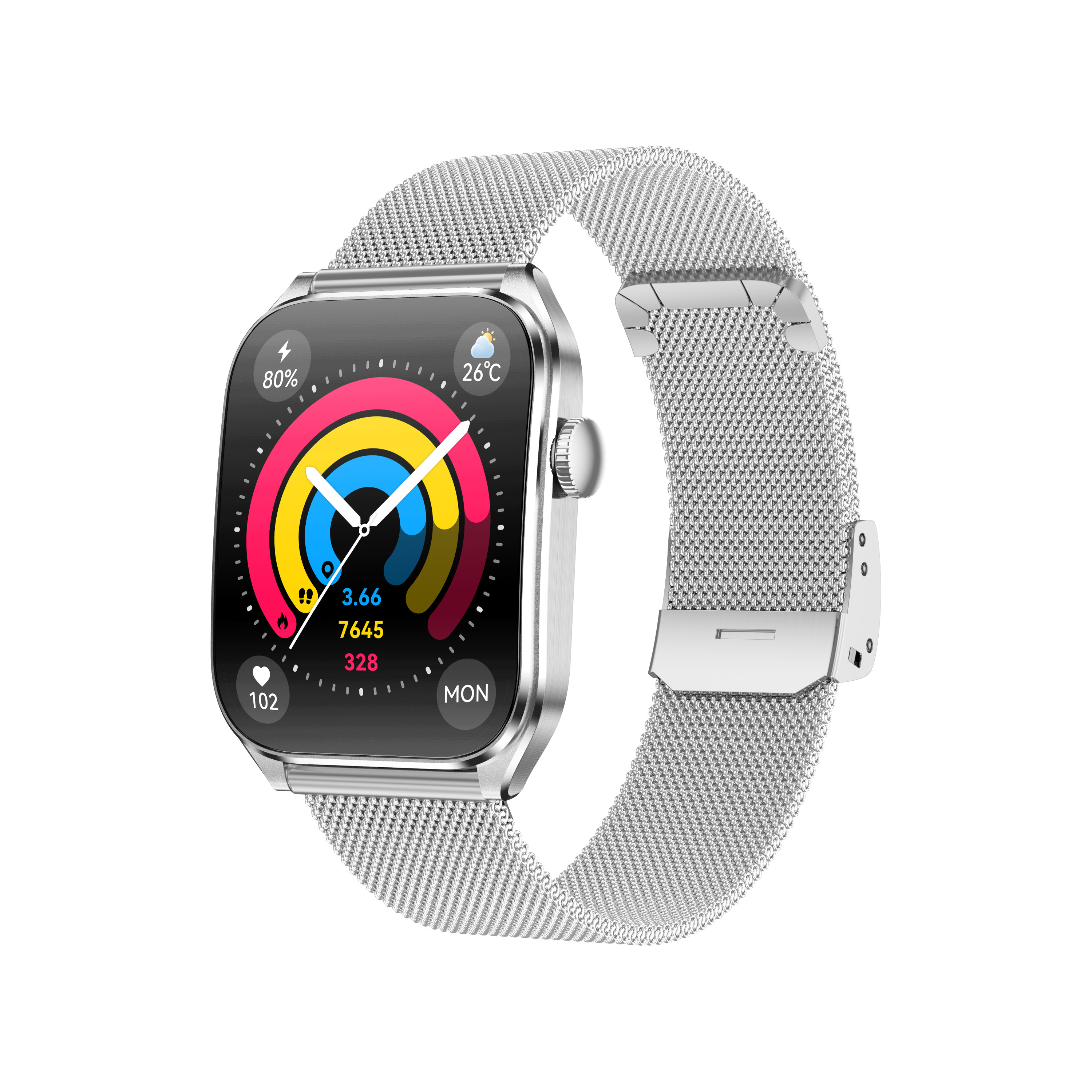 Silver, steel strap