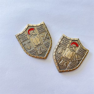 Áo giáp của thần thách thức đồng xu chiến binh đức tin đeo toàn bộ áo giáp của huy hiệu lưu niệm thần đồng mạ đồng huy hiệu - Product Image 6