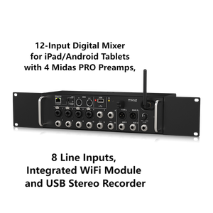 Wireless MR12 for Android Tablets With 4 Midas <strong>Pro</strong> Preamps Amplifier Digital Sub <strong>Mixer</strong> <strong>Mixer</strong>