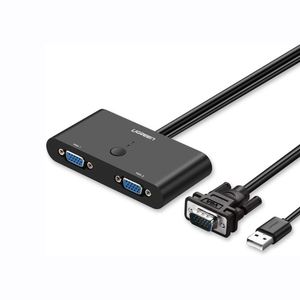 UGREEN <strong>VGA</strong> <strong>2</strong> in <strong>1</strong> Out Switch <strong>2</strong> Port Audio Video Switcher Box with Manual Switch Button Support 1920x1080P@60Hz for PC TV Monitor - Product Image 1
