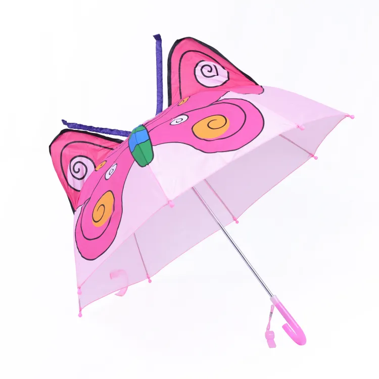Ombrello per animali 3d di piccole dimensioni con farfalla carina all'ingrosso della fabbrica per bambini