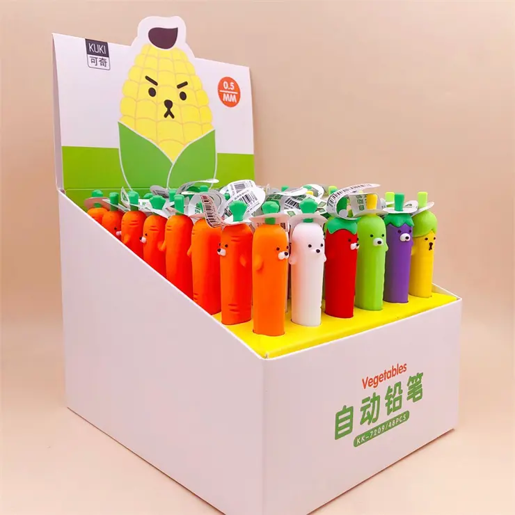 2024 Popular stationeries and school supplies Kids Cartoon vegetable mechanical pencil manufacturing plastic automatic pencil