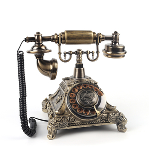 Telepon Antik Berwarna Putih Perunggu Emas untuk Buku Tamu Pernikahan, Buku Tamu Roulette Dial dengan Rekaman Audio - Product Image 2