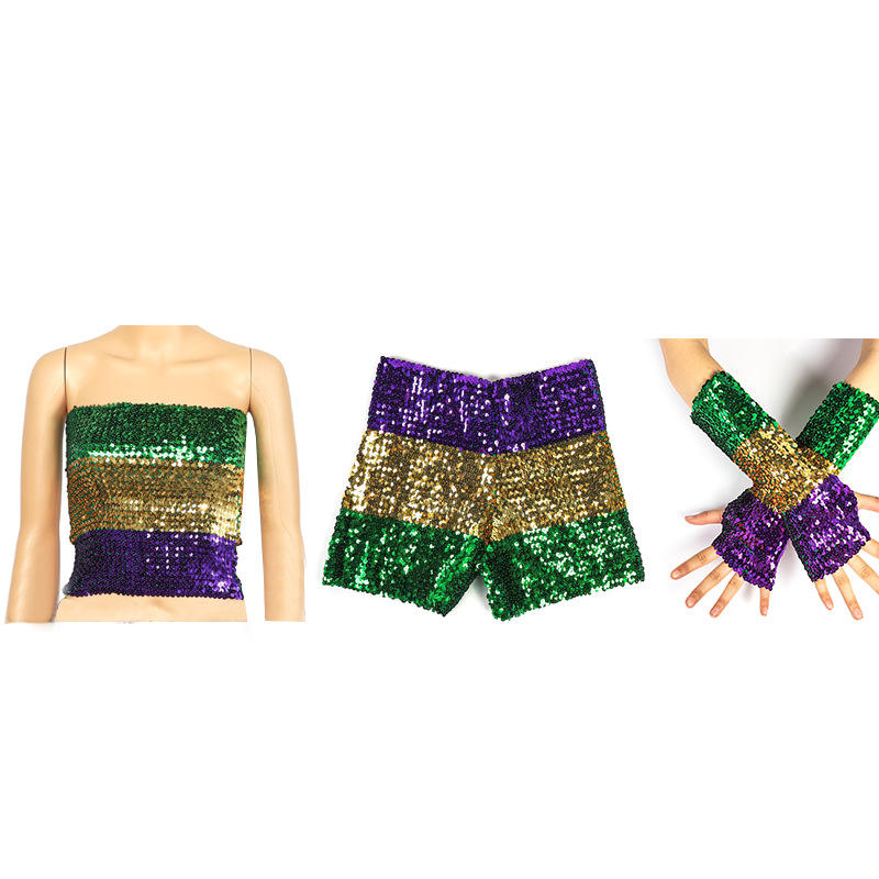 Costume large rangée violet or vert