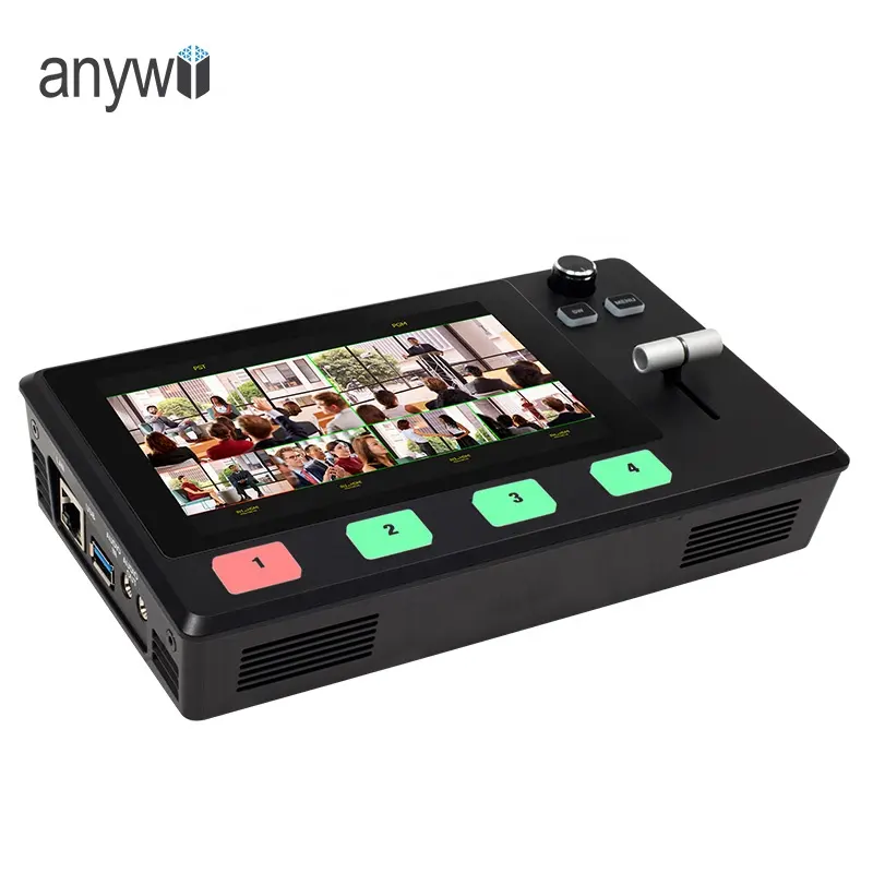 Anywii BS1 multi câmera 4k entrada de vídeo switcher transmissão ao vivo joystick controle estúdio mixer câmera de vídeo switcher