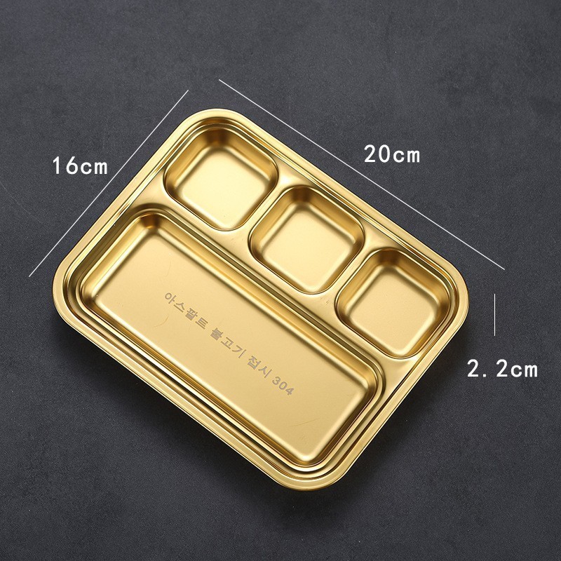 Four-compartment Meat Serving Plate (Gold)