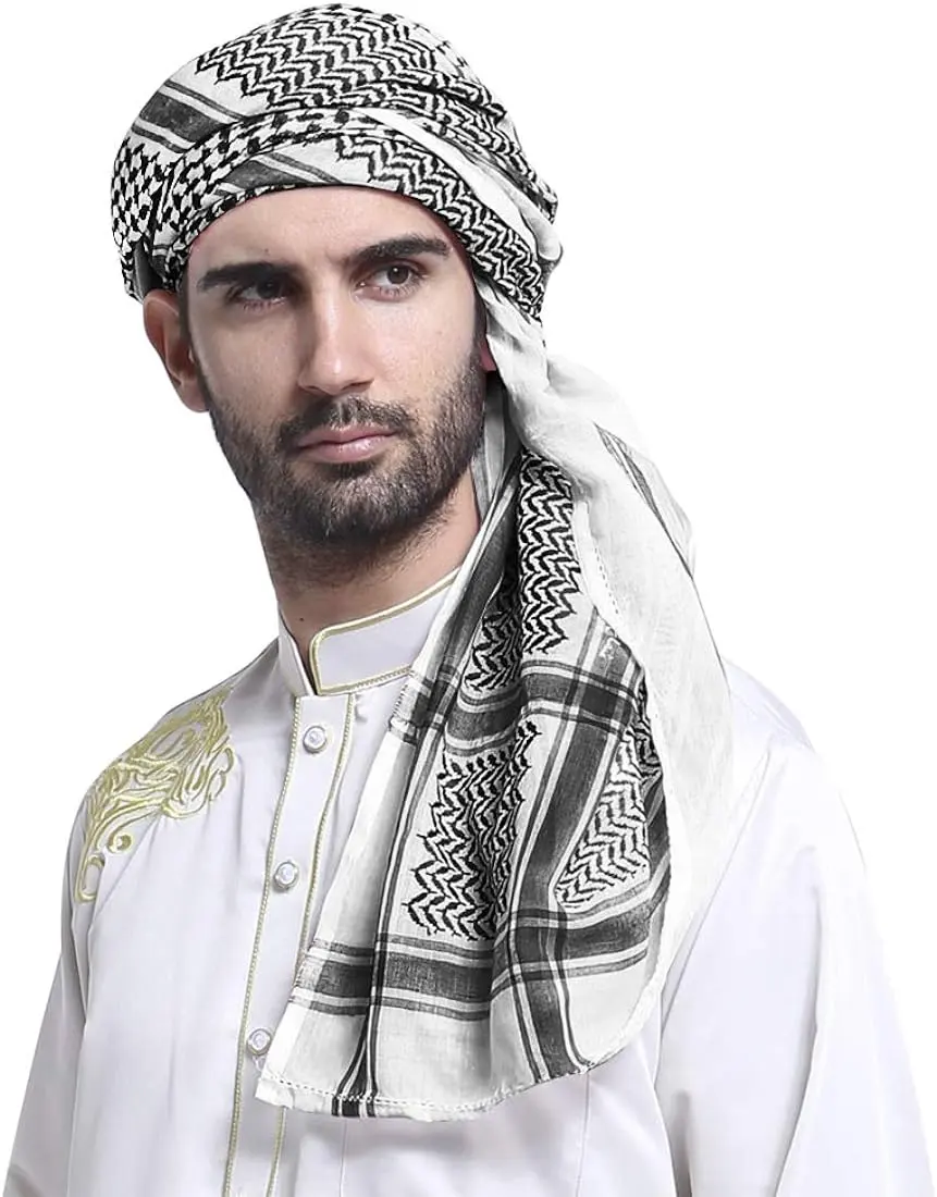 Muslim Dubai Turban Neck Wrap Männer Arab Shemagh Kopftücher Keffiyeh Arabisch Männer Arab Kopftuch