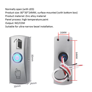Pulsante di uscita della porta in lega di zinco pannello cancello Push interruttore per il sistema di controllo di accesso della porta per aprire la porta - Product Image 5