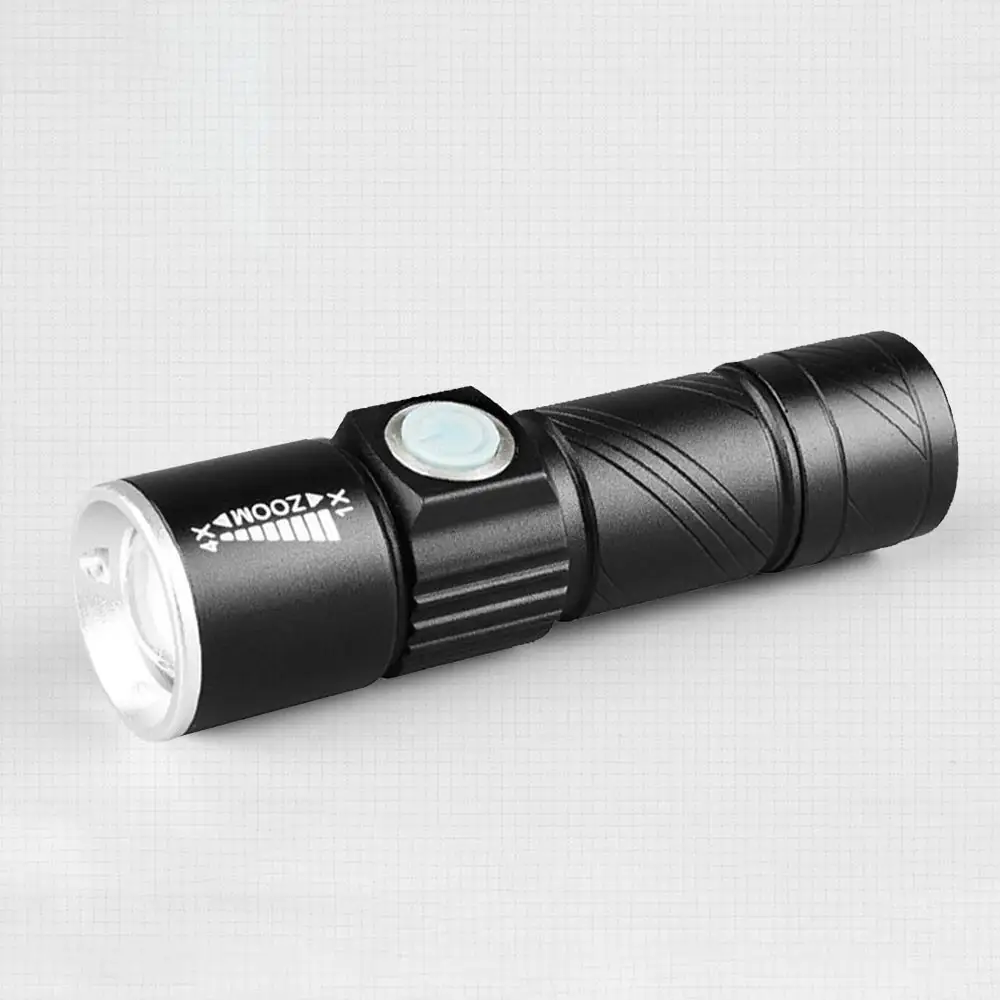 USB recarregável tocha Handheld luz Zoomable cabeça LED Mini lanterna