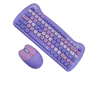 Diseño de oreja de gato lindo 2,4 Ghz Teclado inalámbrico Ratón Combos HXSJ L400 84 teclas Teclas delgadas Escritura cómoda Plug And Play Factory - Product Image 1