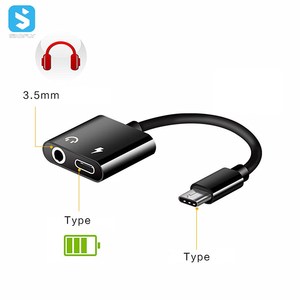 USB型C至3.5毫米耳机插孔适配器2入1 USB C Aux音频电缆转换器充电分配器耳机适配器 - Product Image 2