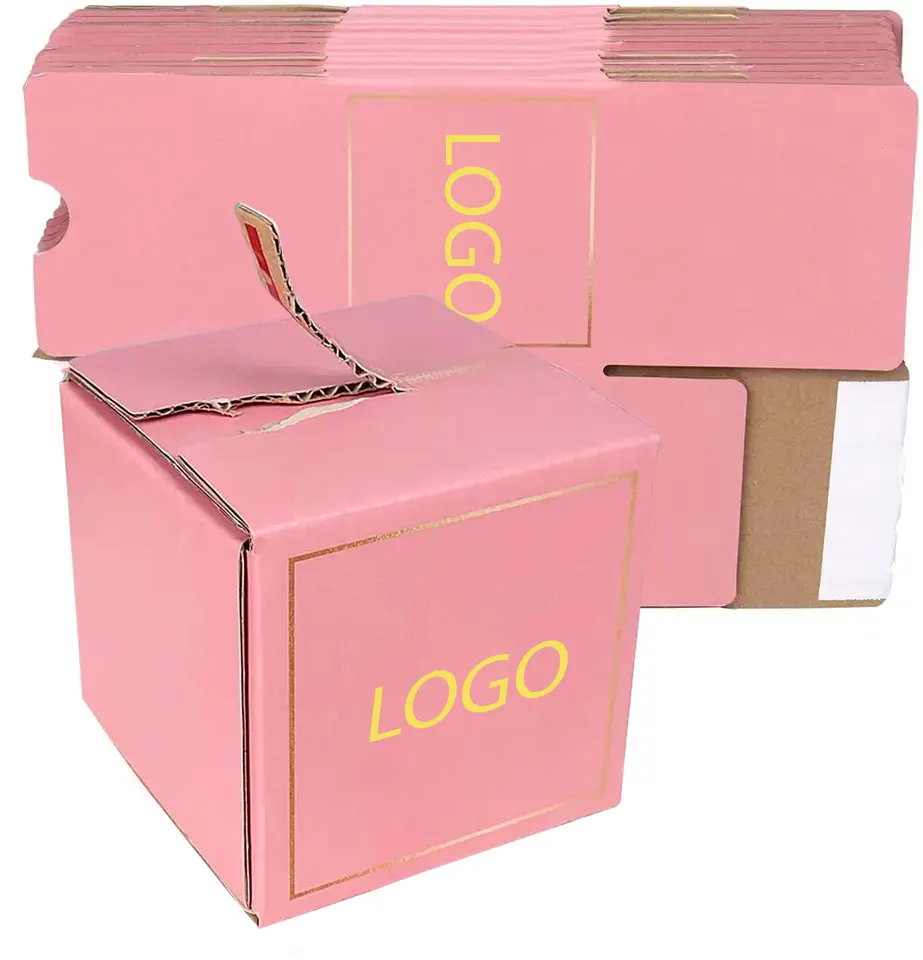 Caixas postais personalizadas de mailer, caixa enrolada de papelão adesiva de auto selagem com zíper, tira de descascar