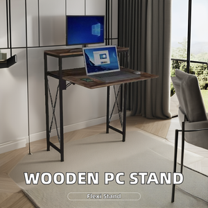 Adjustable and Foldable Wooden PC Monitor Riser <strong>Lap</strong> Tray <strong>Computer</strong> Laptop <strong>Table</strong> Rack Desktop Stand Holder - Product Image 3