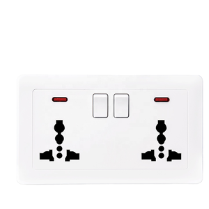 Interruptor de luz de pared estándar del Reino Unido, controles de botón pulsador, toma de corriente roja, blanca, OEM ABS SDK, tecnología moderna, productos eléctricos - Product Image 2