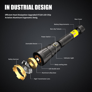 Fonjue 2025 Mới Mạnh Mẽ Có Thể Sạc Lại LED <span class=keywords><strong>Torch</strong></span> Ánh Sáng 6000 Lumen <span class=keywords><strong>Torch</strong></span> Đèn Pin Chống Thấm Nước Săn Bắn Đèn Pin - Product Image 6