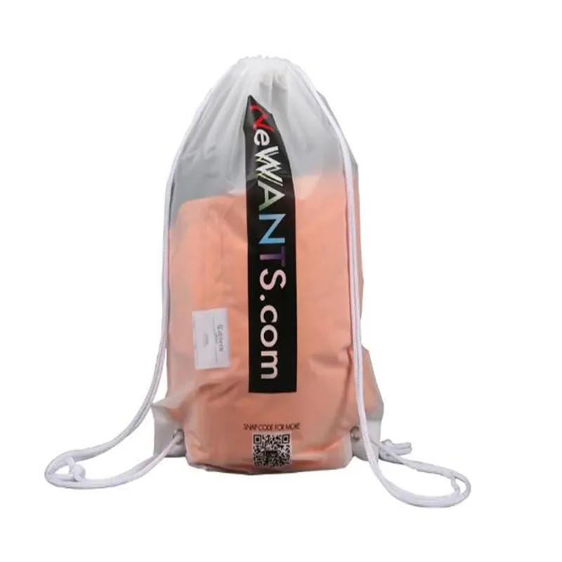 Пользовательский Размер логотип печати Модный пластиковый водонепроницаемый прозрачный шнурок рюкзак прозрачный ПВХ сумка для покупок