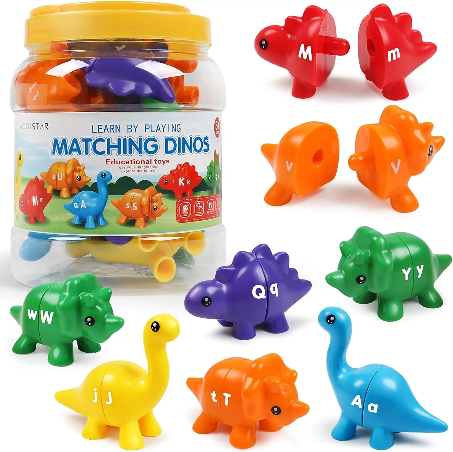 Aprendizagem Educacional Brinquedos Correspondência Letras Dinossauro Toy Double-Sided ABC Letters Dinosaur Match Game Para Toddlers