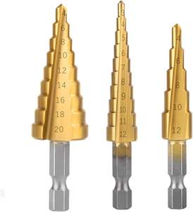 PexCraft 3Pcs 4-12 4-20 4-32高速钢螺旋槽阶梯钻头钛涂层木质金属孔刀具圆锥钻头组 - Product Image 6