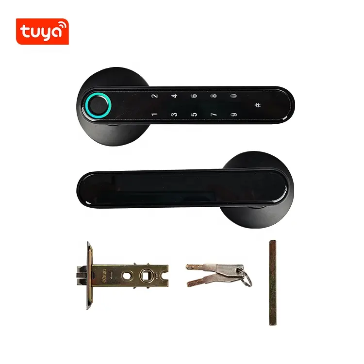 LEELEN cerradura inteligente wifi security door lock tuya APP control password fingerprint keyless smart door handle lock
